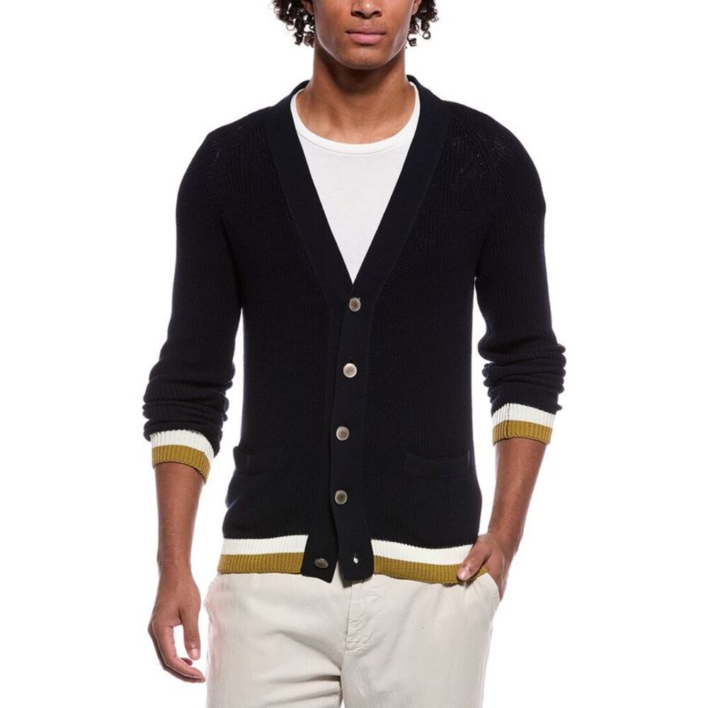 Slowear Mens Cable-Knit Cardigan, Blue